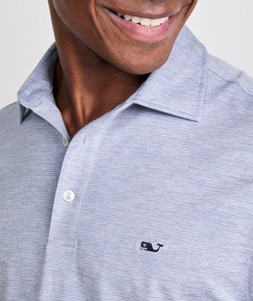 Vineyard Vines Men’s Performance St. Jean Stripe Sankaty Polo Hammerhead Gray L